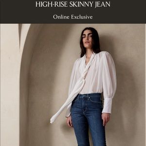 Banana Republic sz 27 premium denim “high waist skinny ankle” dark blue jeans